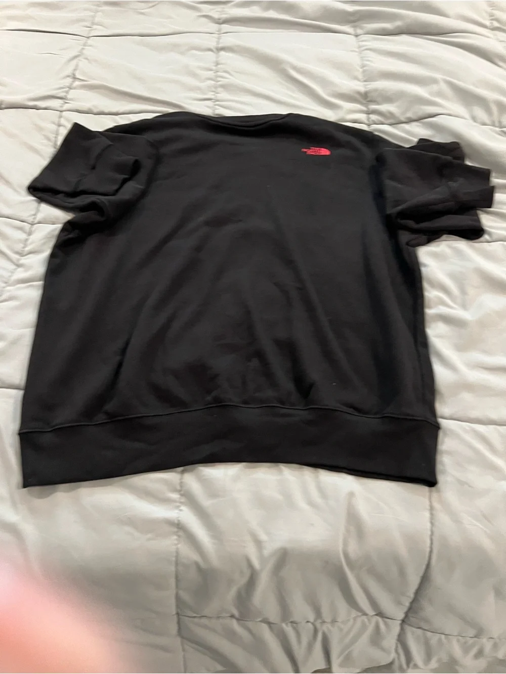 The North Face Me's Black Sweatshirt with Multicolor Stacked Logo size XXL.